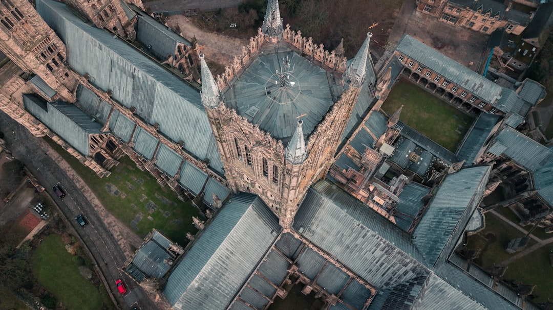 aerial view of gray castle