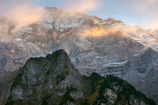 top view of rocky mountain in Klöntal Switzerland