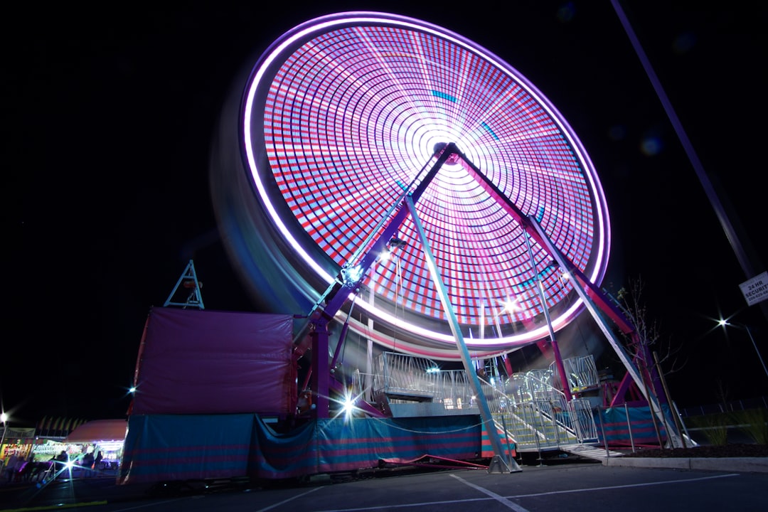 white and pink ferris wheel