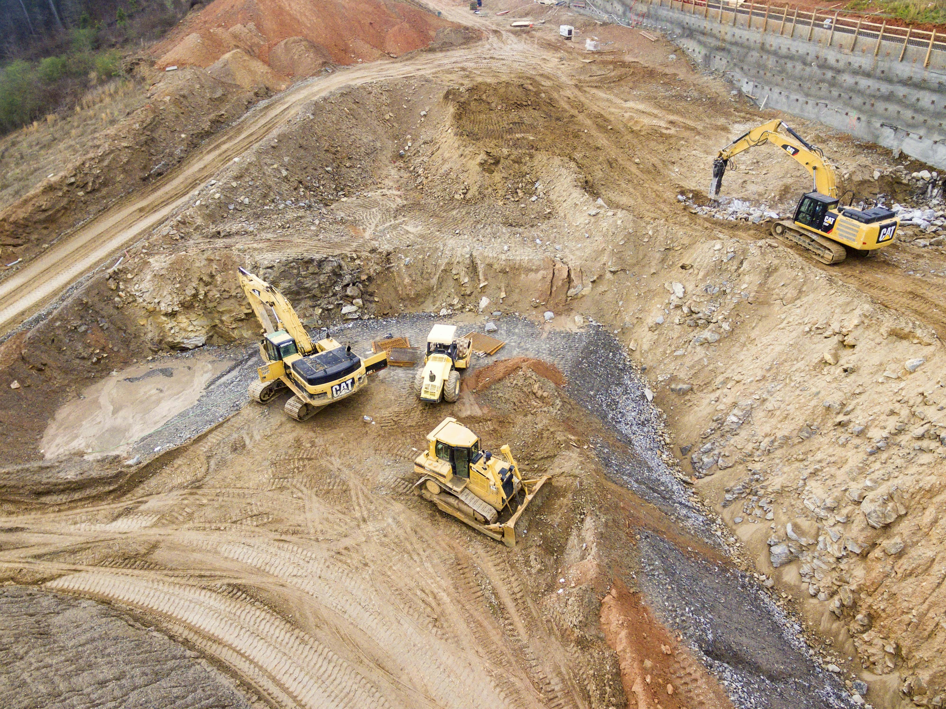 satellite view commercial infrastructure excavation project