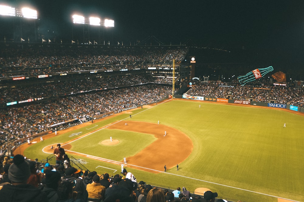 baseball game during nighttime