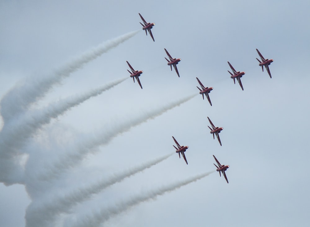 Spectacle d’avions de chasse pendant la journée