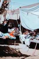 The product being used outdoors in a sunny Algerian market environment.