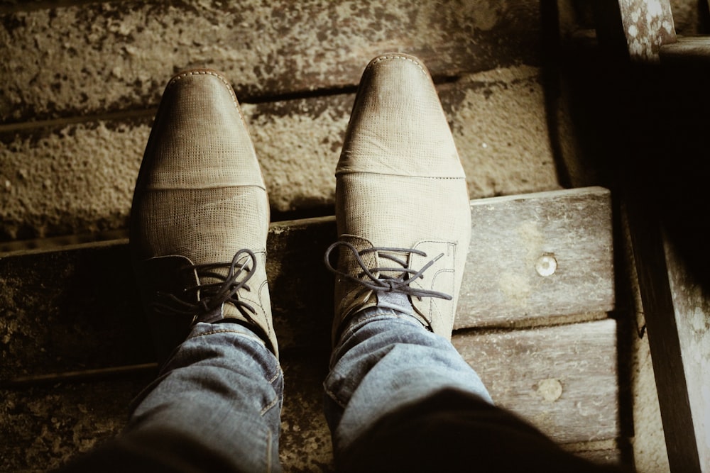 pair of men's brown leather shoes