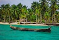 black canoe on body of water