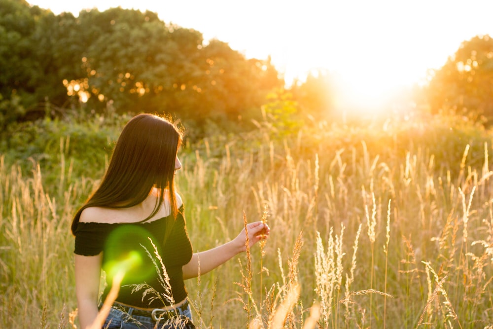 woman walking on grass