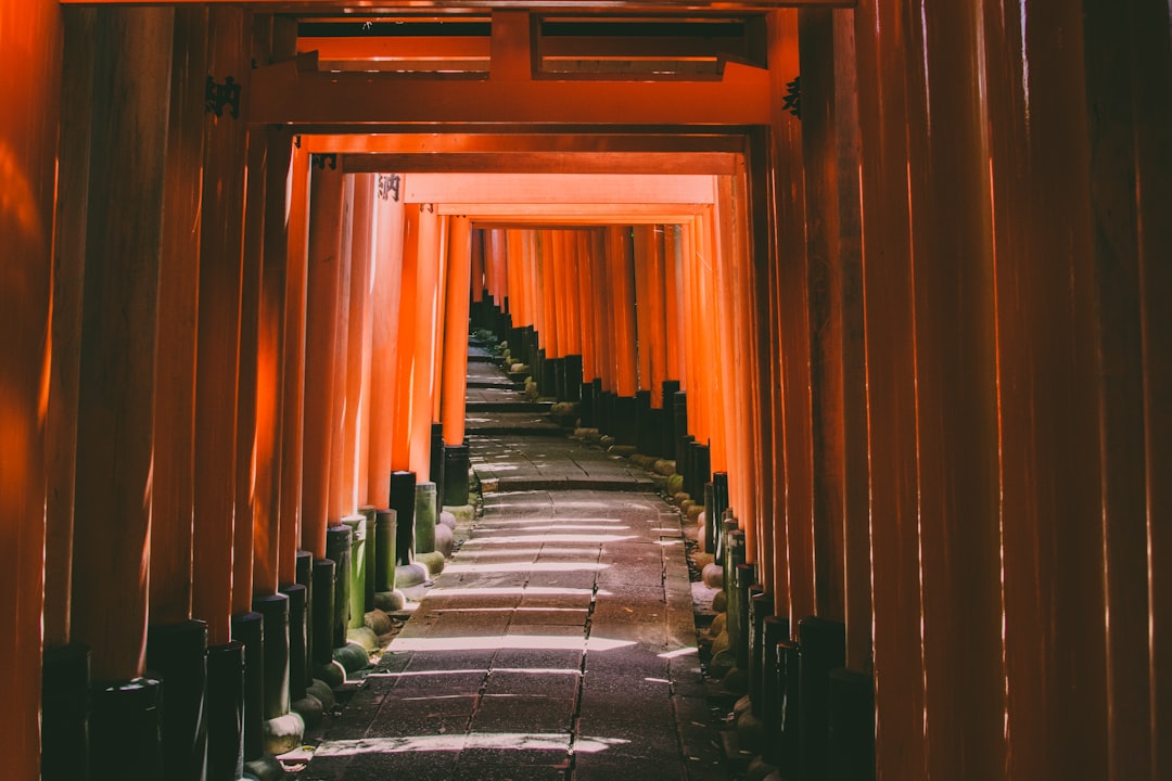 Kyoto Japan tori gate path leading to temple