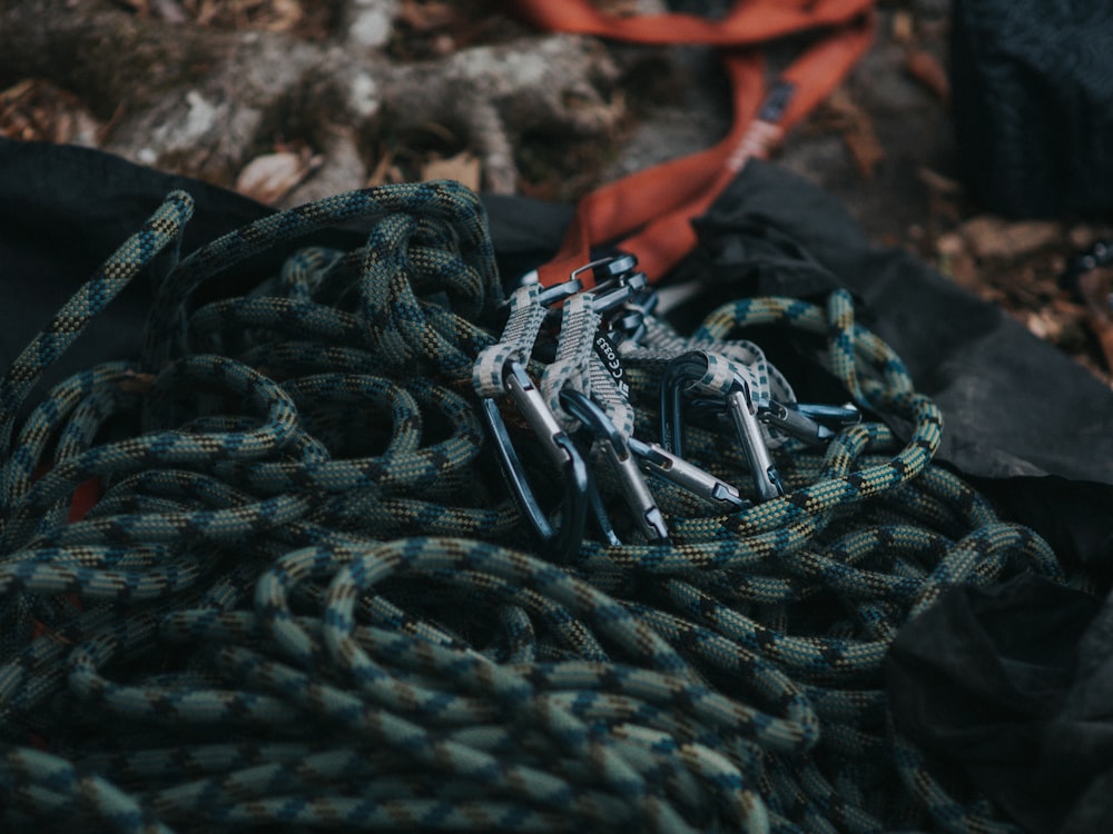 gray safety harness on focus photo