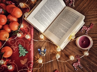 opened book beside tealight