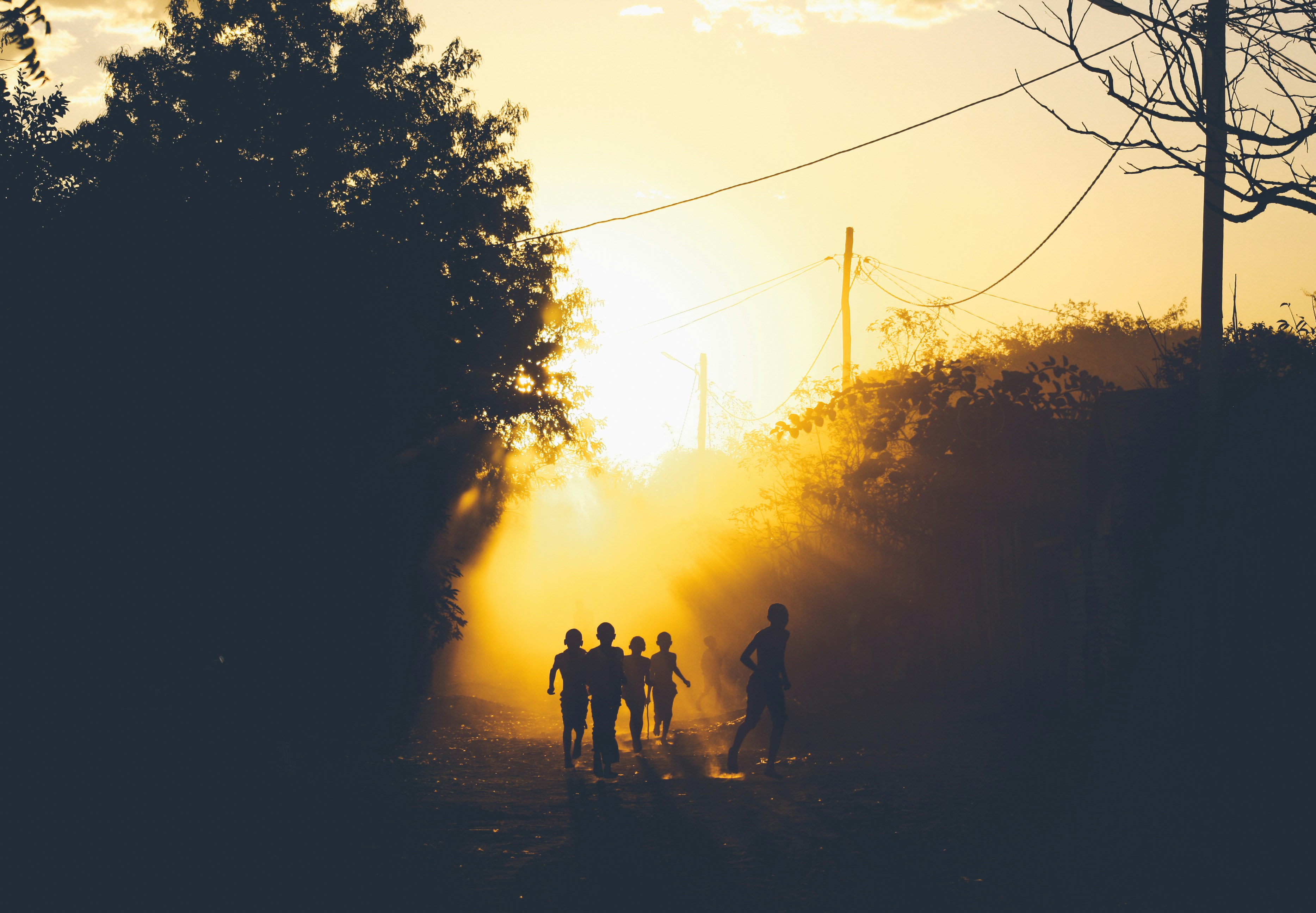 silhouette of children