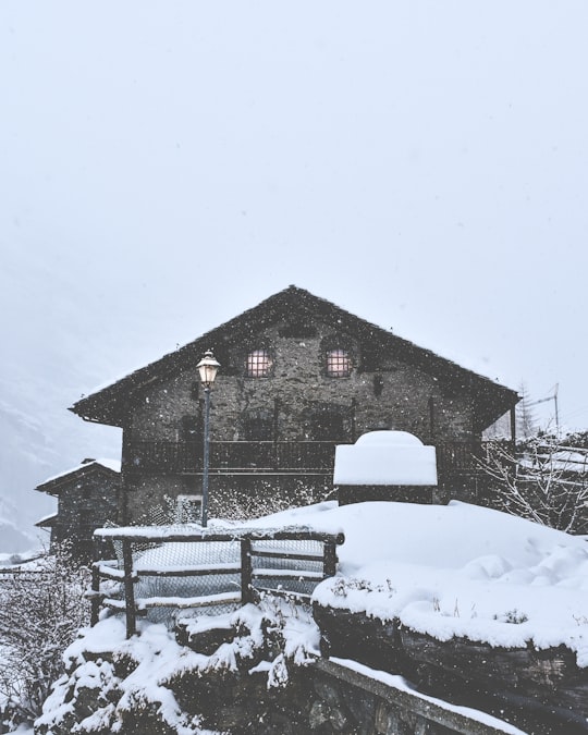stonhouse covered with snow in Valgrisenche Italy