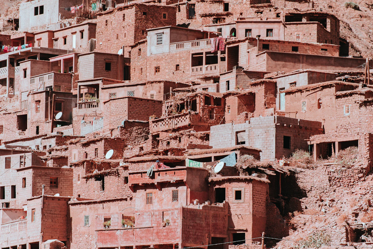 Traditional brown Berber village in the High Atlas, Morocco