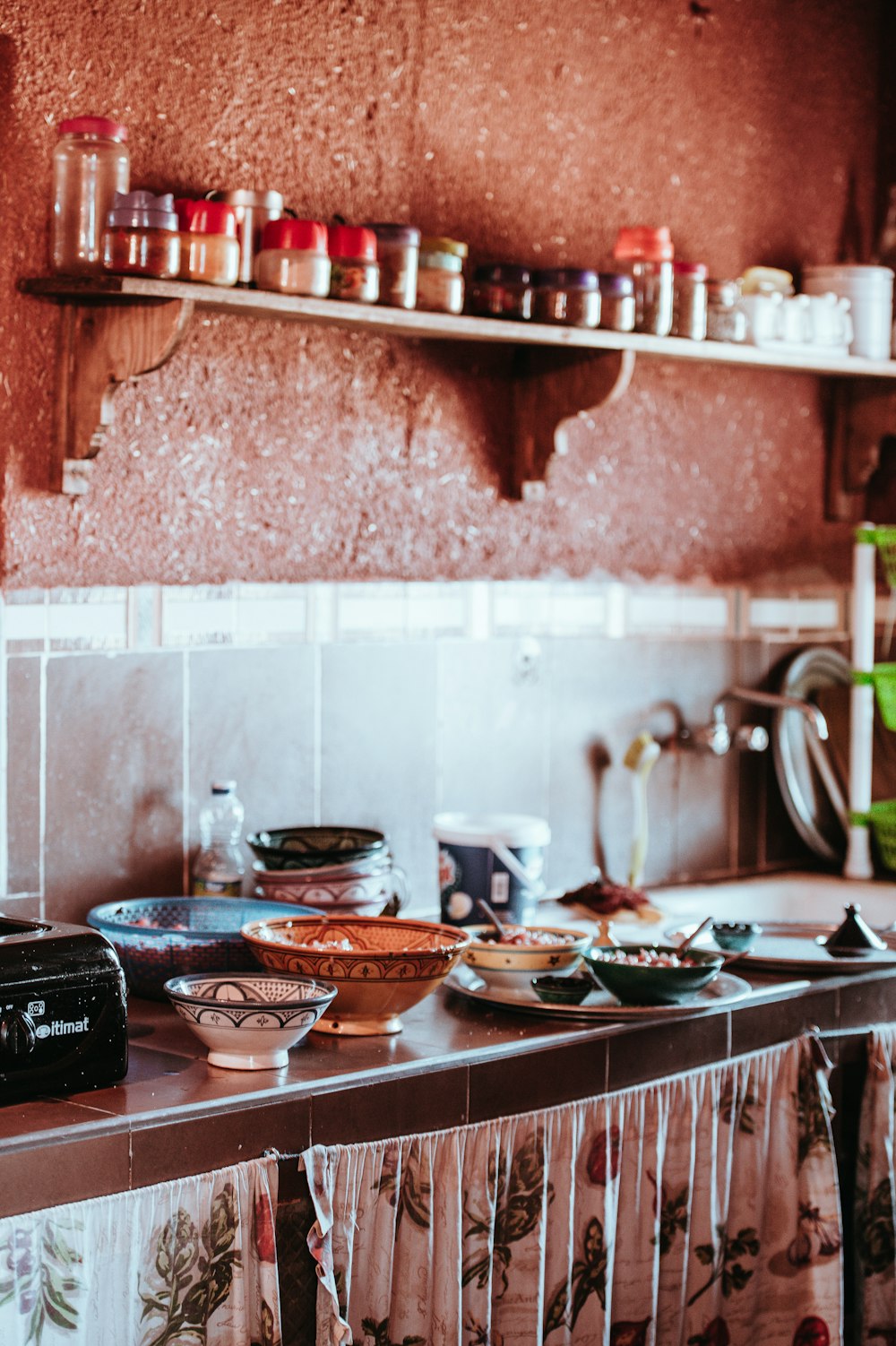 bowls on tile