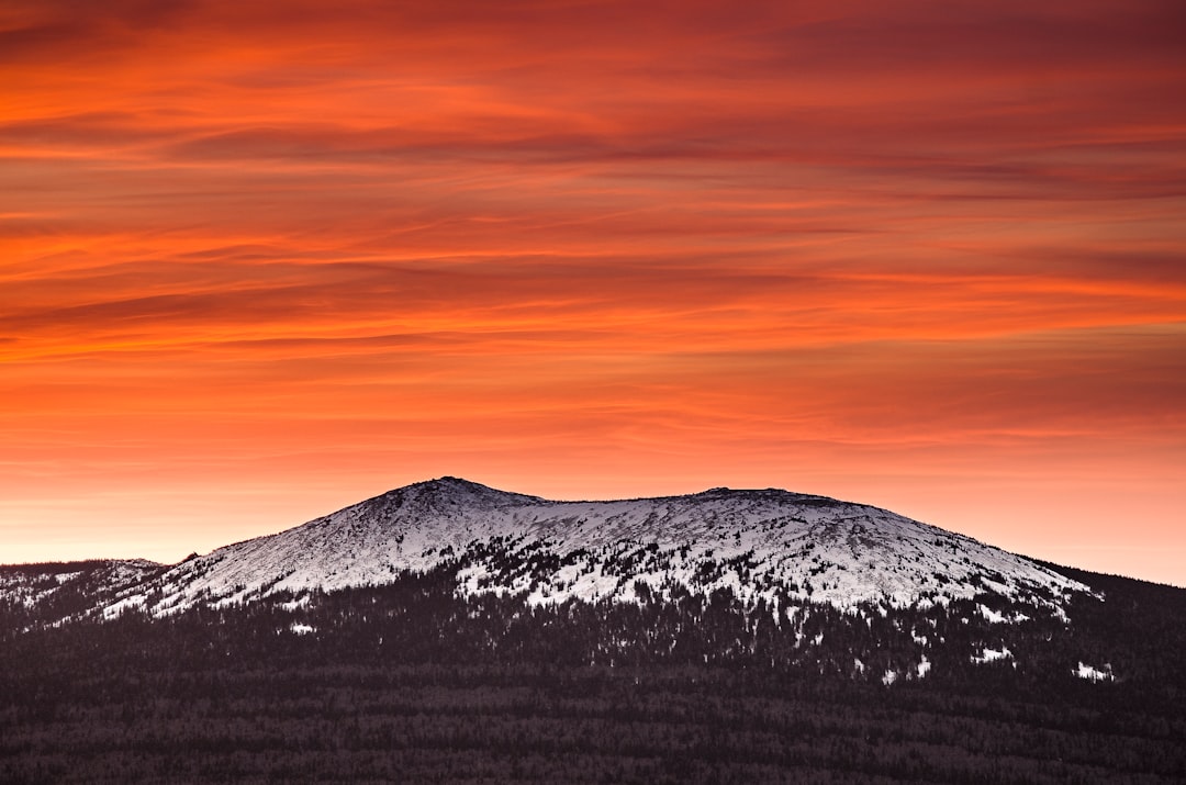 mountain alps with orange sky