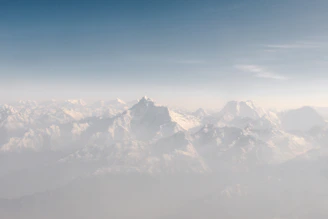 A serene view of the Himalayan mountains with a clear blue sky.