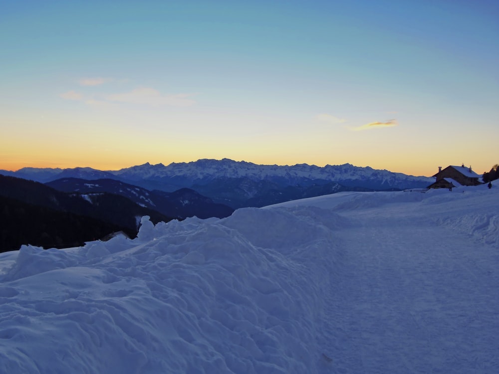 aerial photography of snow under golden hour