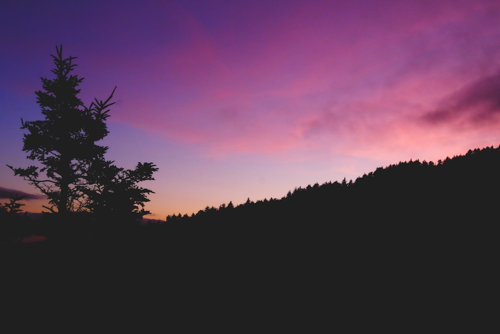 silhouette of mountain during sunset