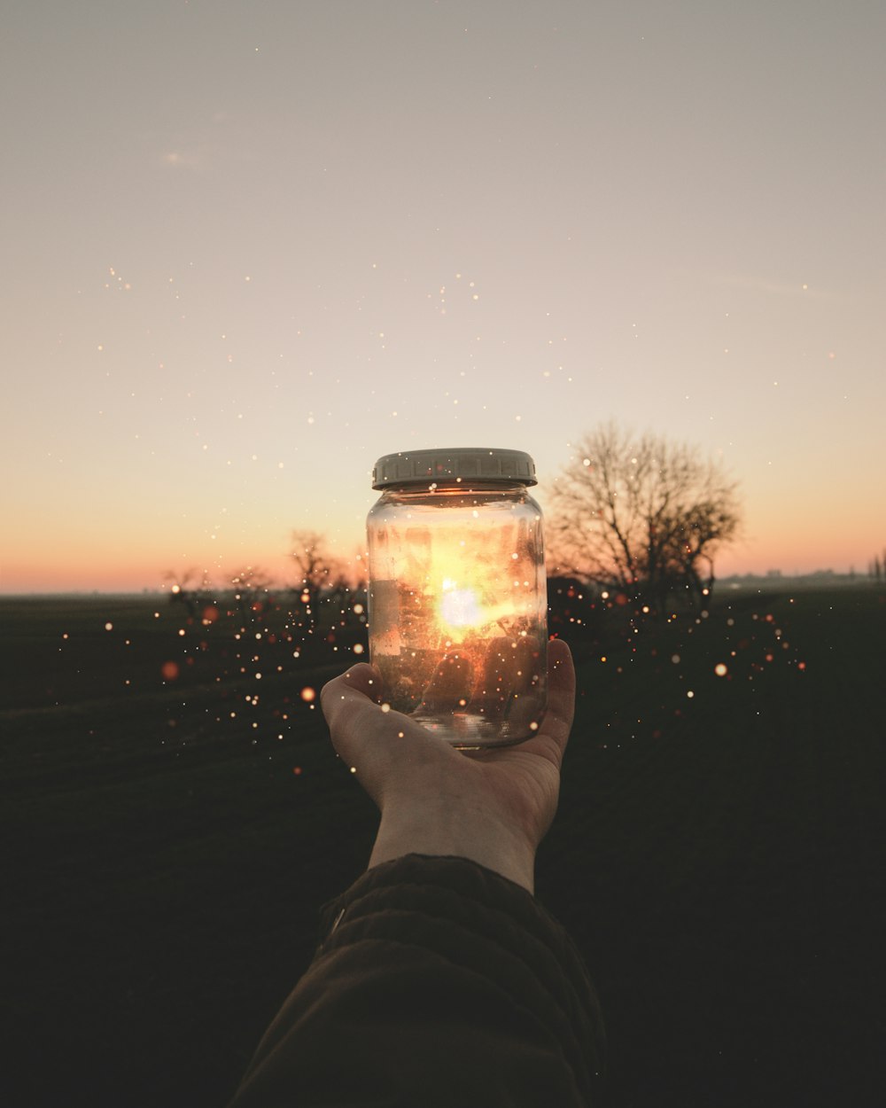 person holding glass jar