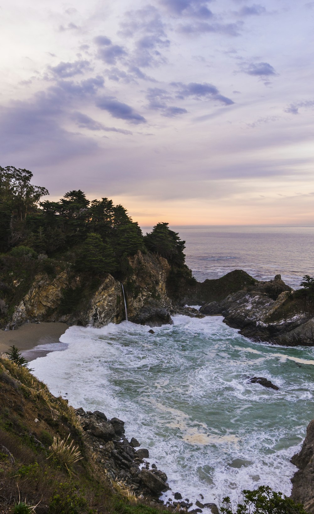 body of water between rock formation