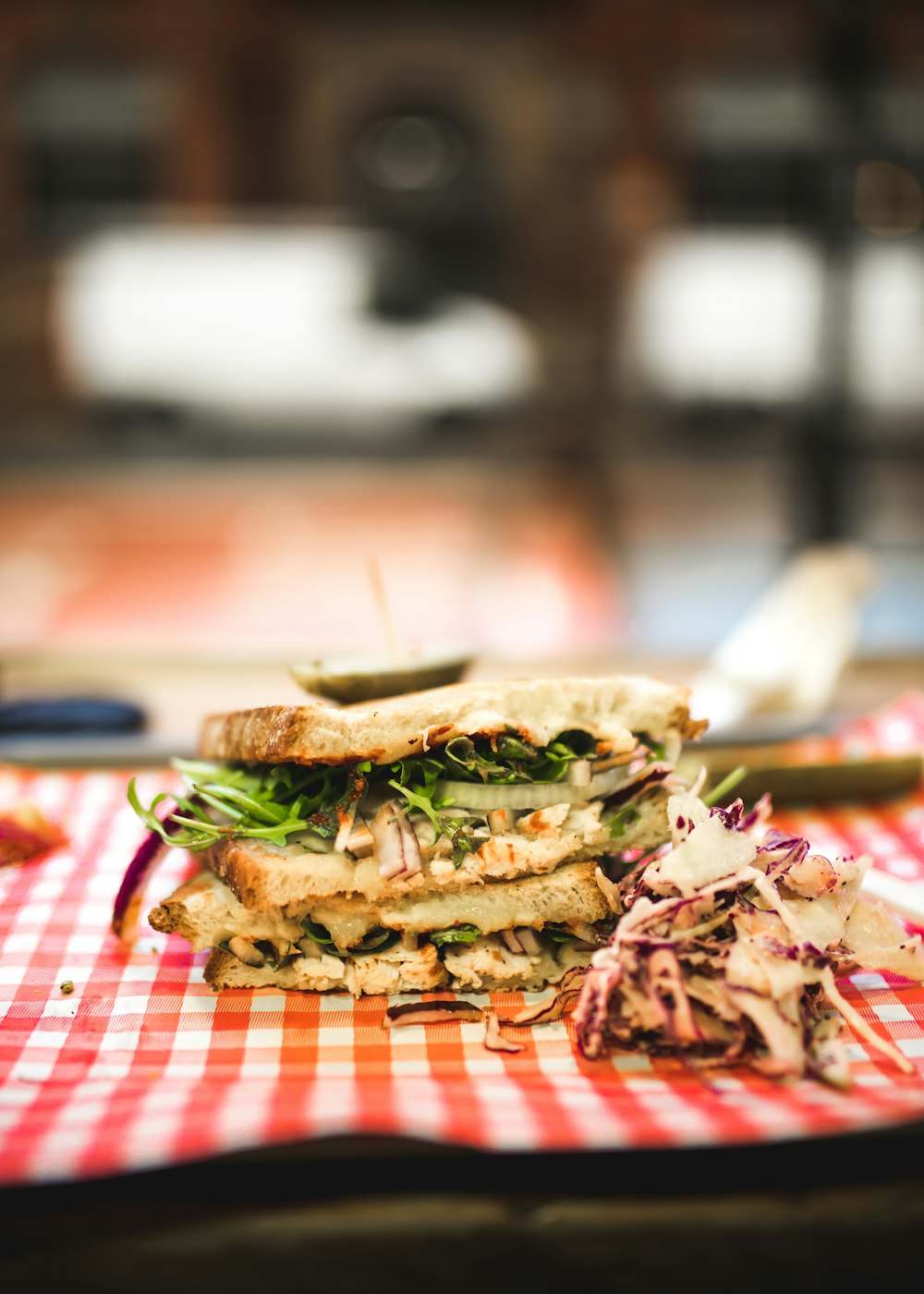 shallow focus lens photography of sandwich