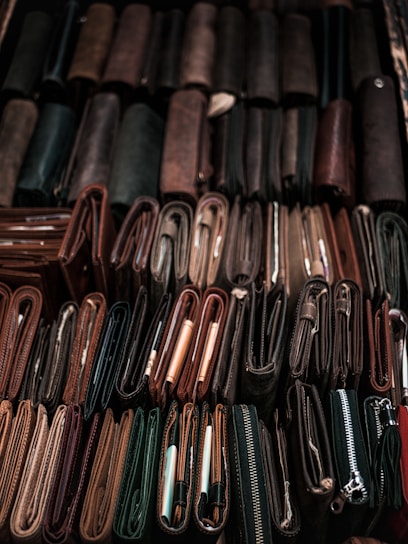assorted-color leather bifold wallets lot
