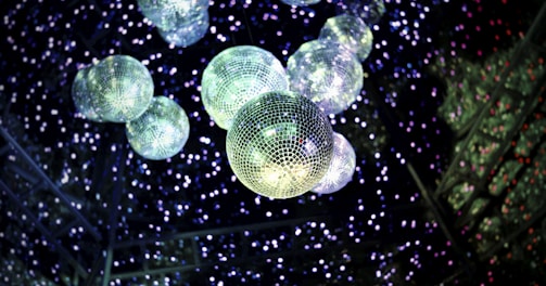lighted hanging disco mirror balls
