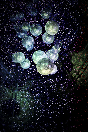 lighted hanging disco mirror balls