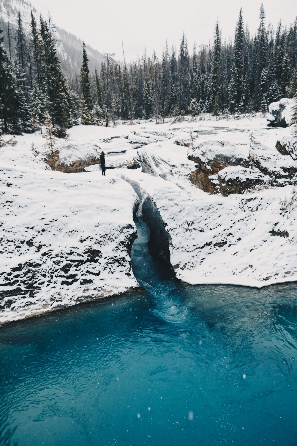 person standing near river cliff during daytime