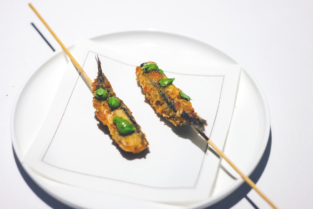 fried food with matcha toppings on plate