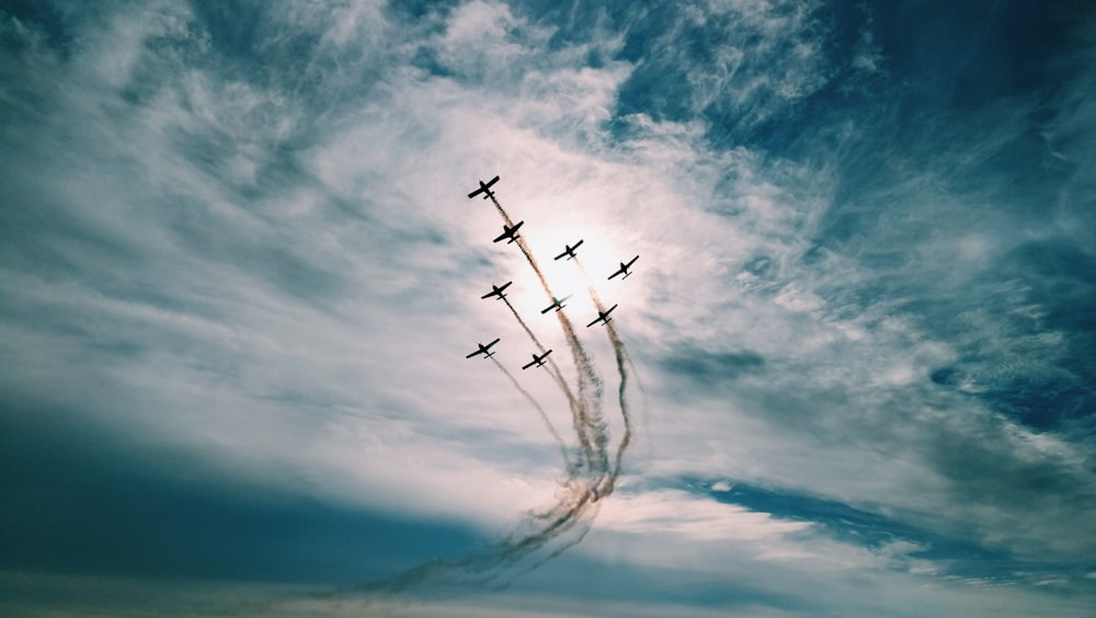 low angel view of air show