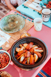 Berber breakfast spread on a low table