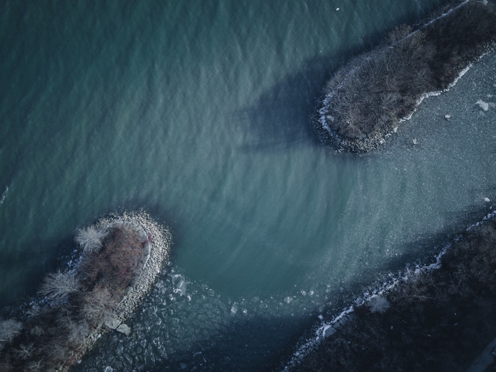 bird's eye view of seashore