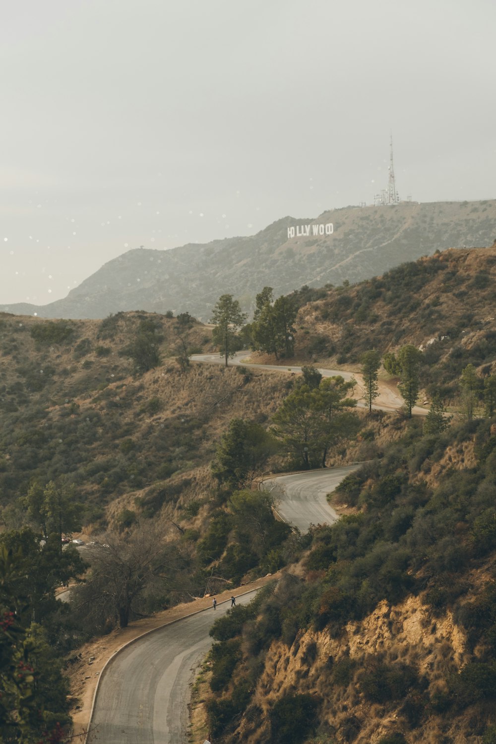 aerial view of asphalt road in Hollywood