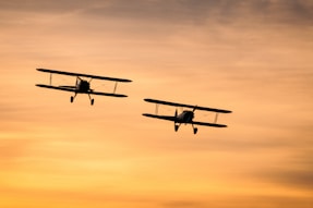 two biplanes on flight