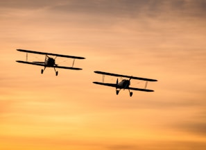 two biplanes on flight