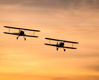 two biplanes on flight