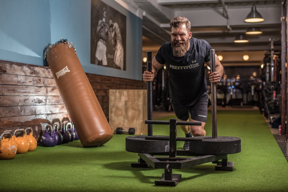 man exercising inside room