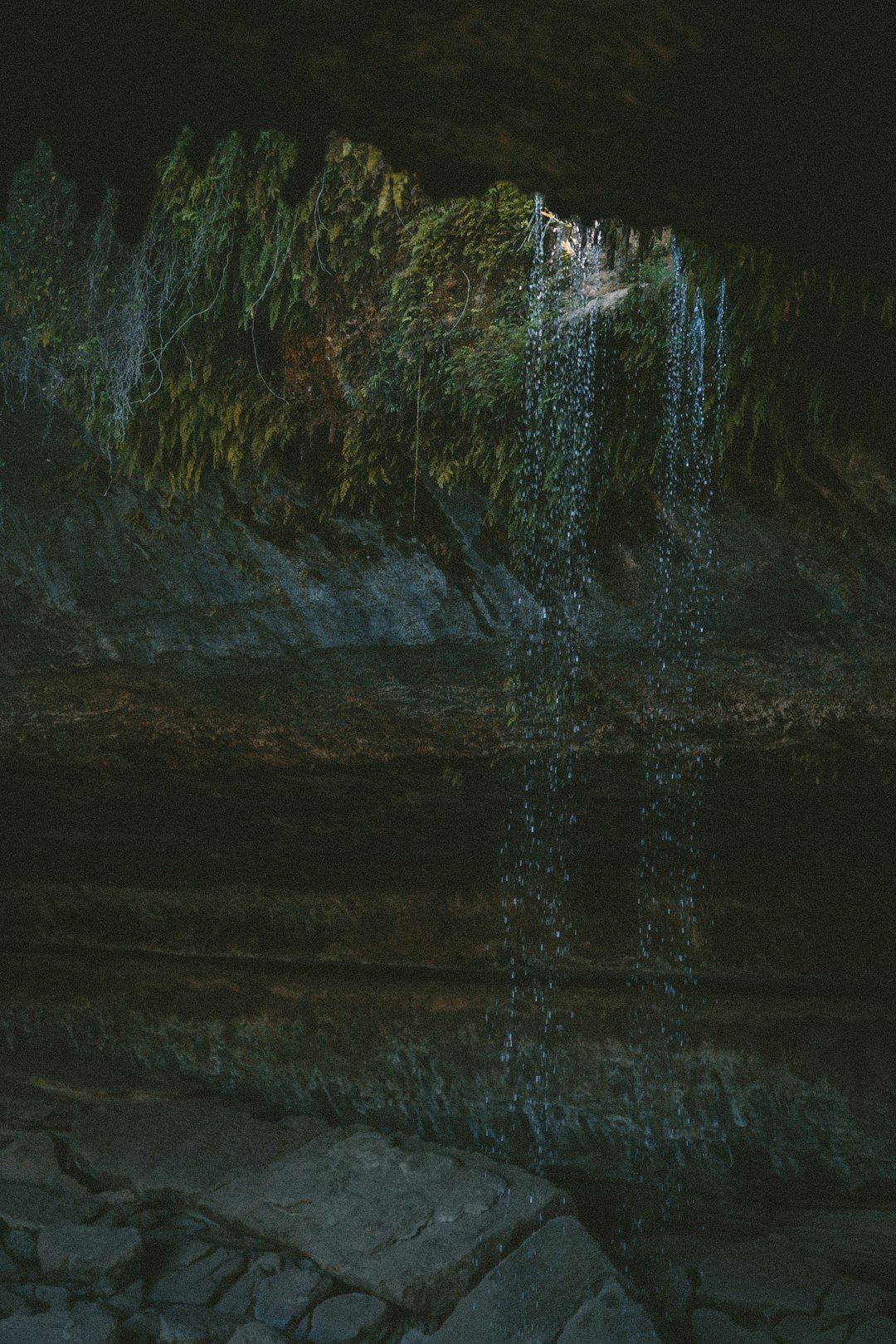 water falling in the cave