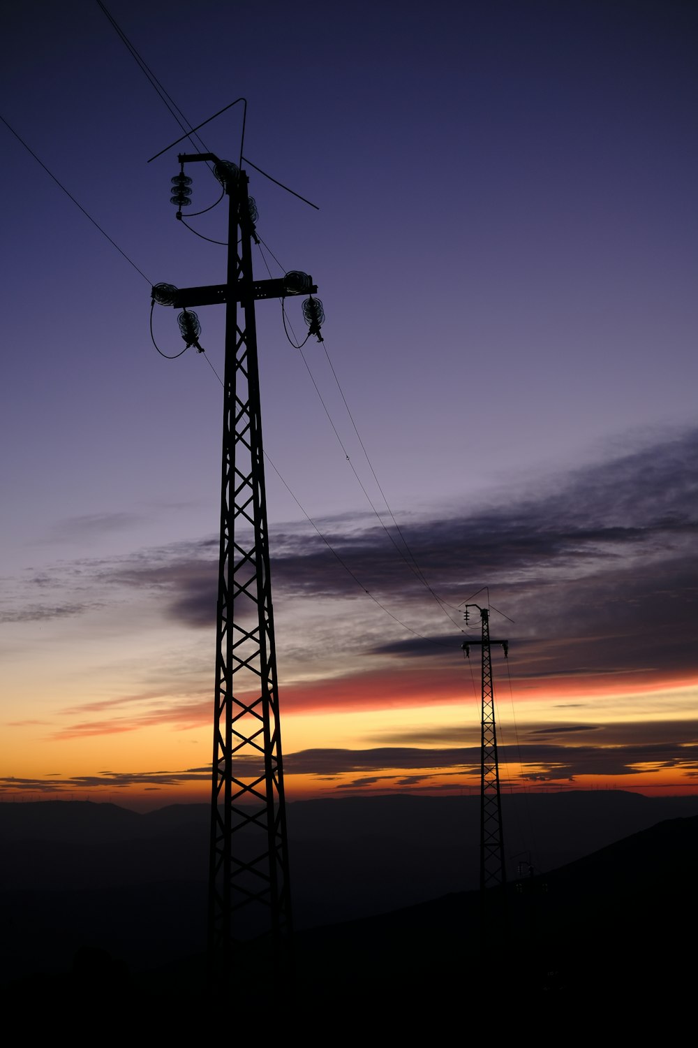 silhouette of utility pole