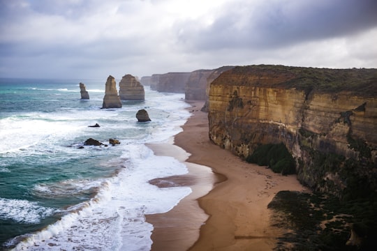 bird's eye view of seashore in Port Campbell National Park Australia