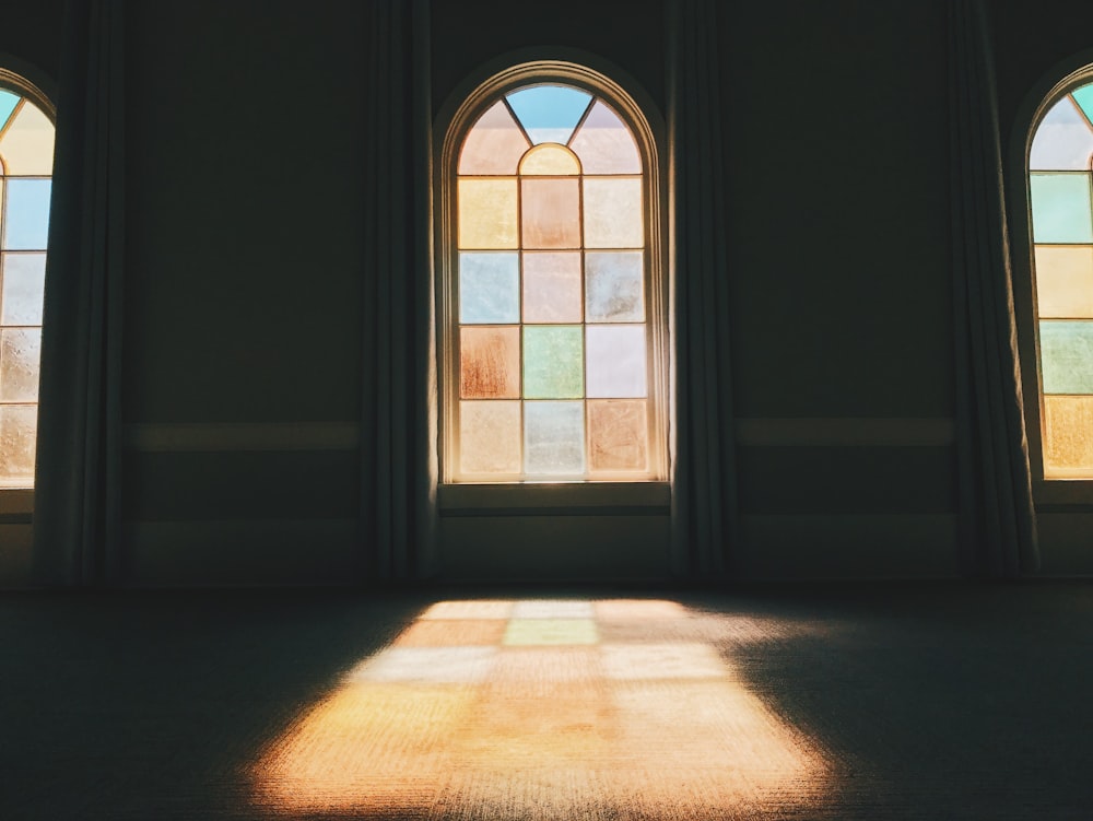 stained glass installed in wall