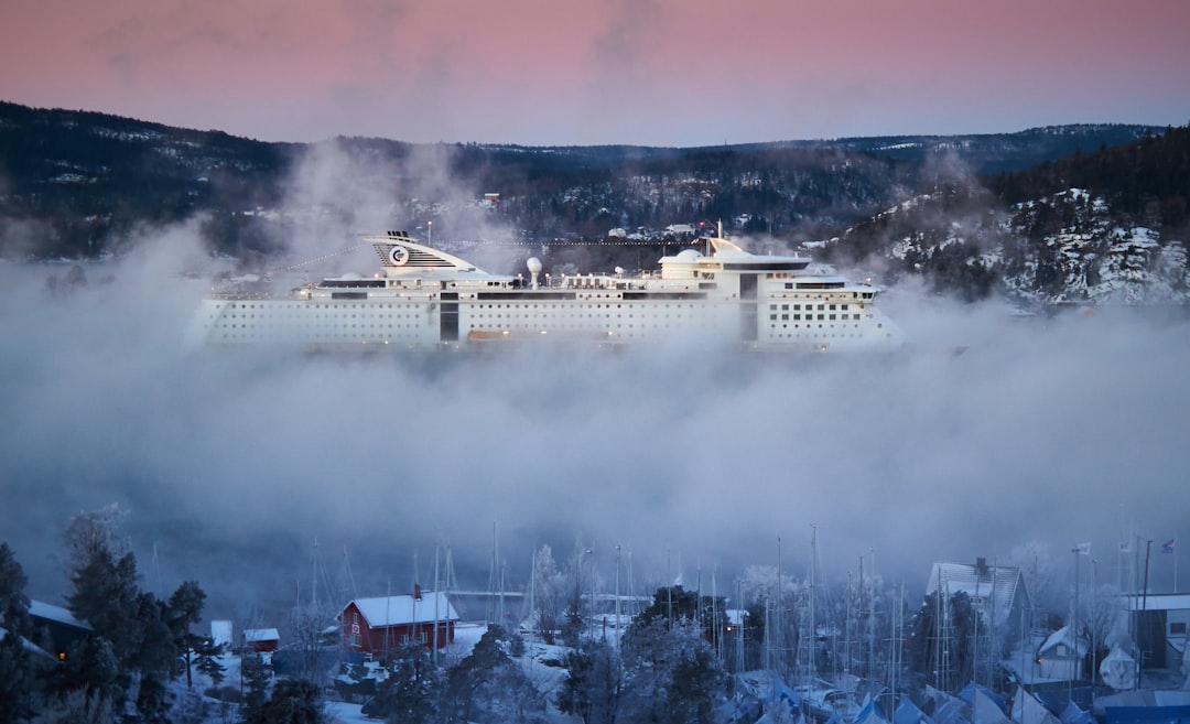 white building covered with fog