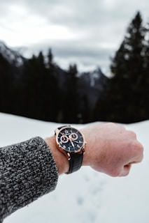 chronograph watch reading 12:30 o'clock