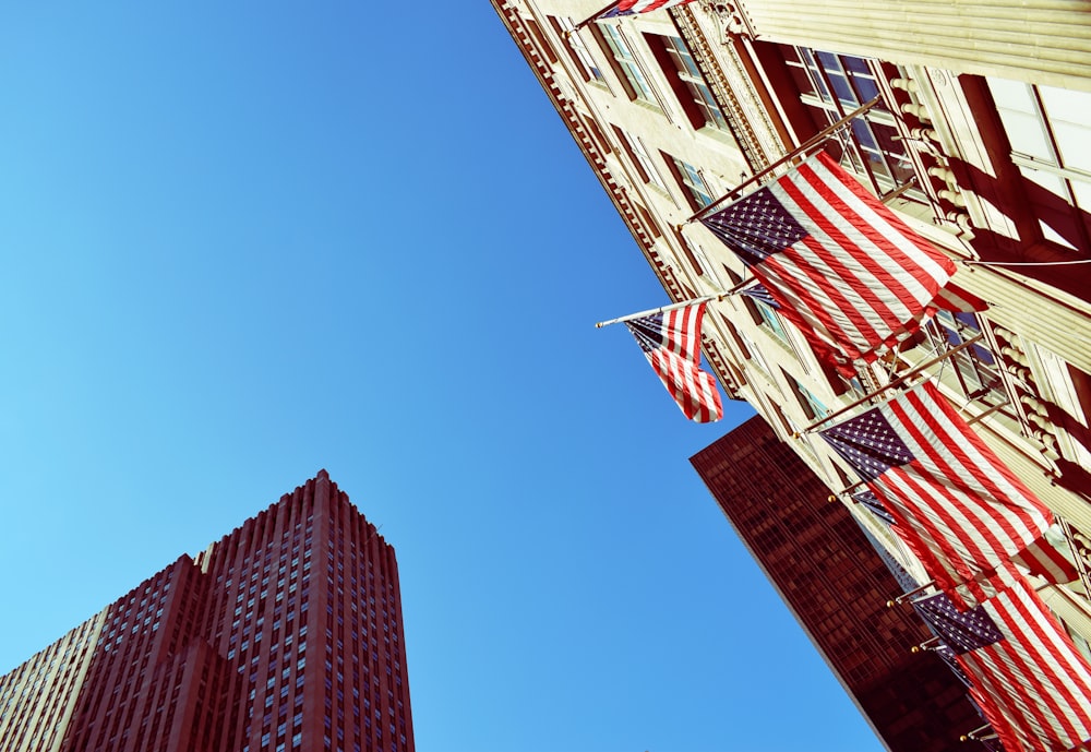 several US flags