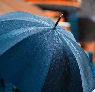 person holding umbrella while raining