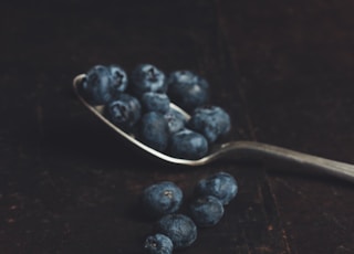 blueberry on spoon