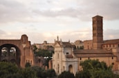 Cityscape of Rome with historic buildings.