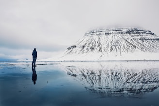 person near mountain