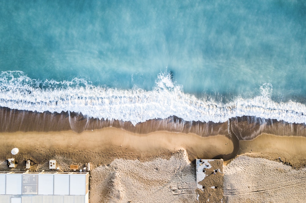 bird's eye view of seashore