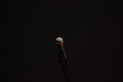black corded microphone with stand